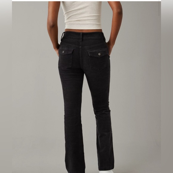 American Eagle NWT High-Rise Kick Boot Corduroy Jeans – Onyx Gray Charcoal , 8 - Picture 3 of 5